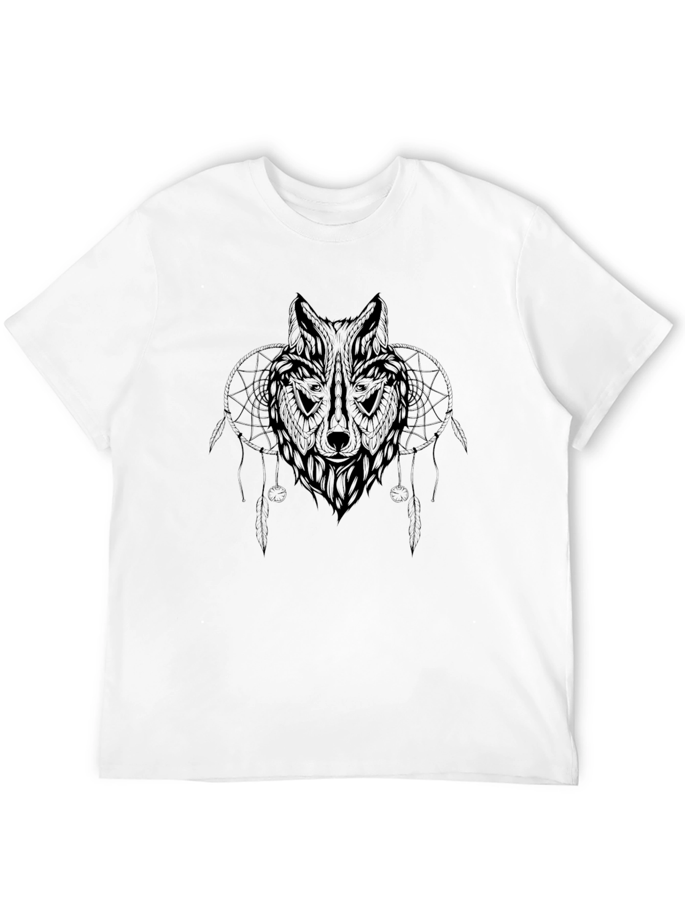 Black Wolf Dreamcatcher Graphic T-Shirt