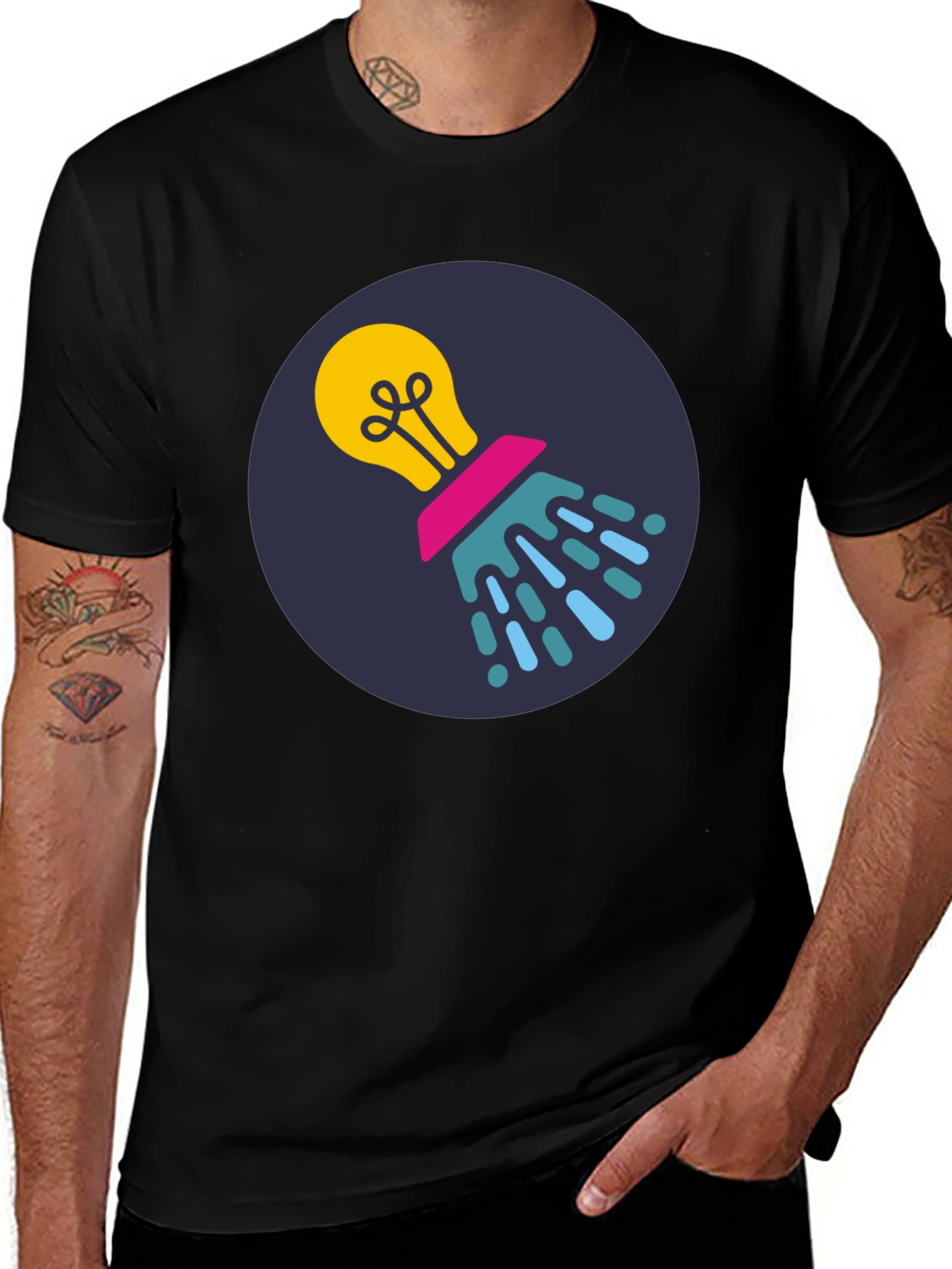 Creative Idea Lightbulb Black T-Shirt