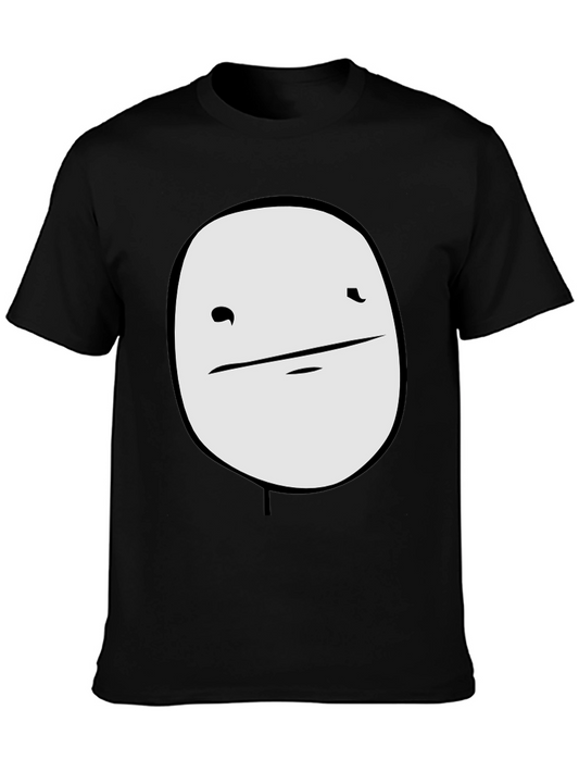 Mens Black Graphic T-Shirt - Meme Face Design