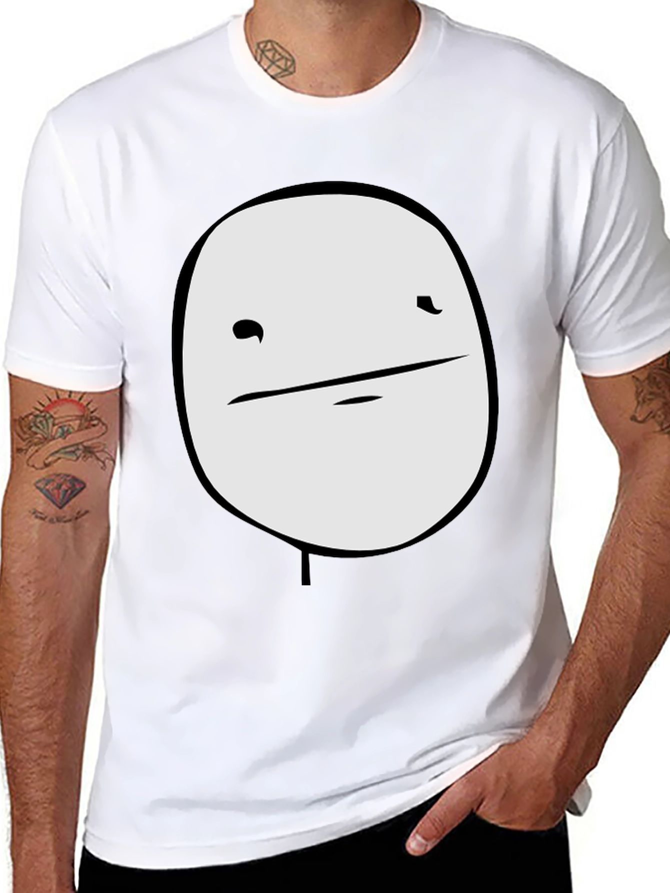 Mens Black Graphic T-Shirt - Meme Face Design