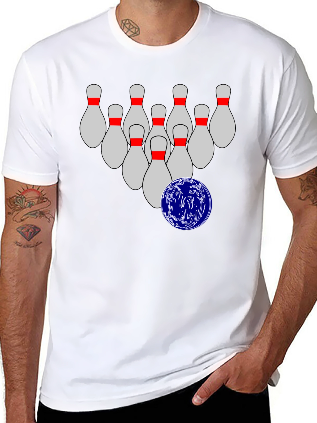 Bowling Pins & Ball Graphic T-Shirt