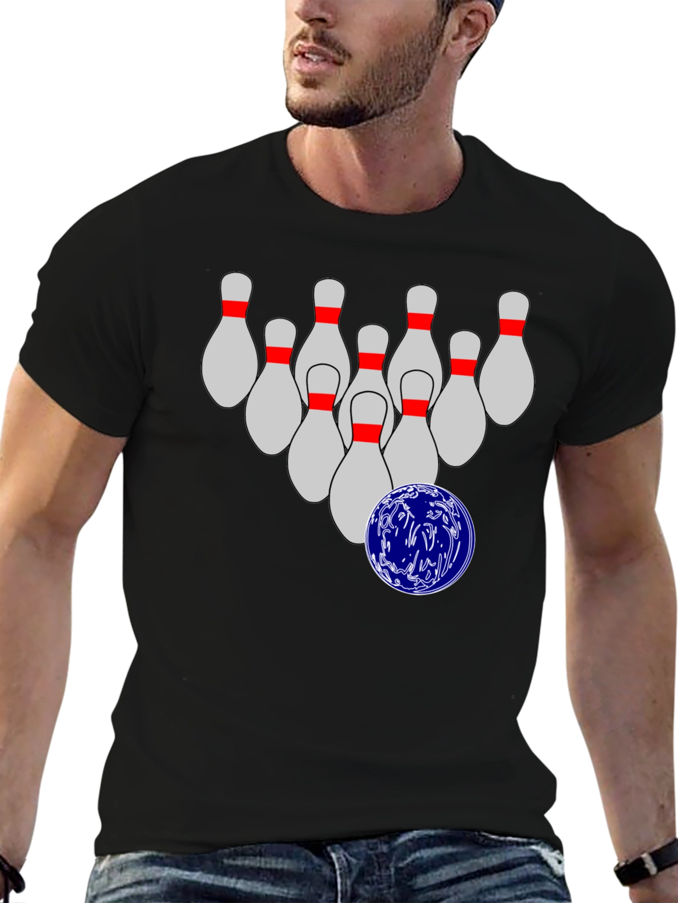 Bowling Pins & Ball Graphic T-Shirt