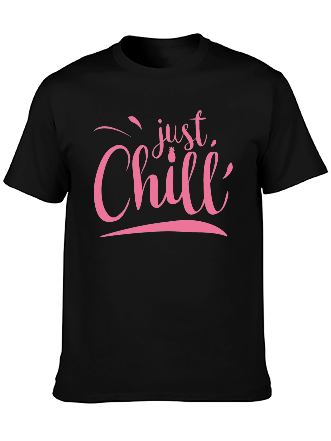 Just Chill Pink Graphic Black T-Shirt