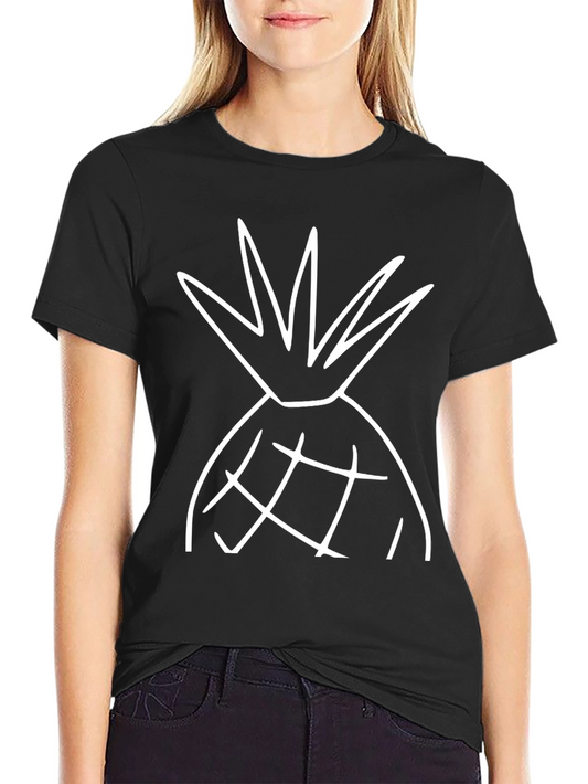 Pineapple Graphic Tee - Black Cotton T-Shirt