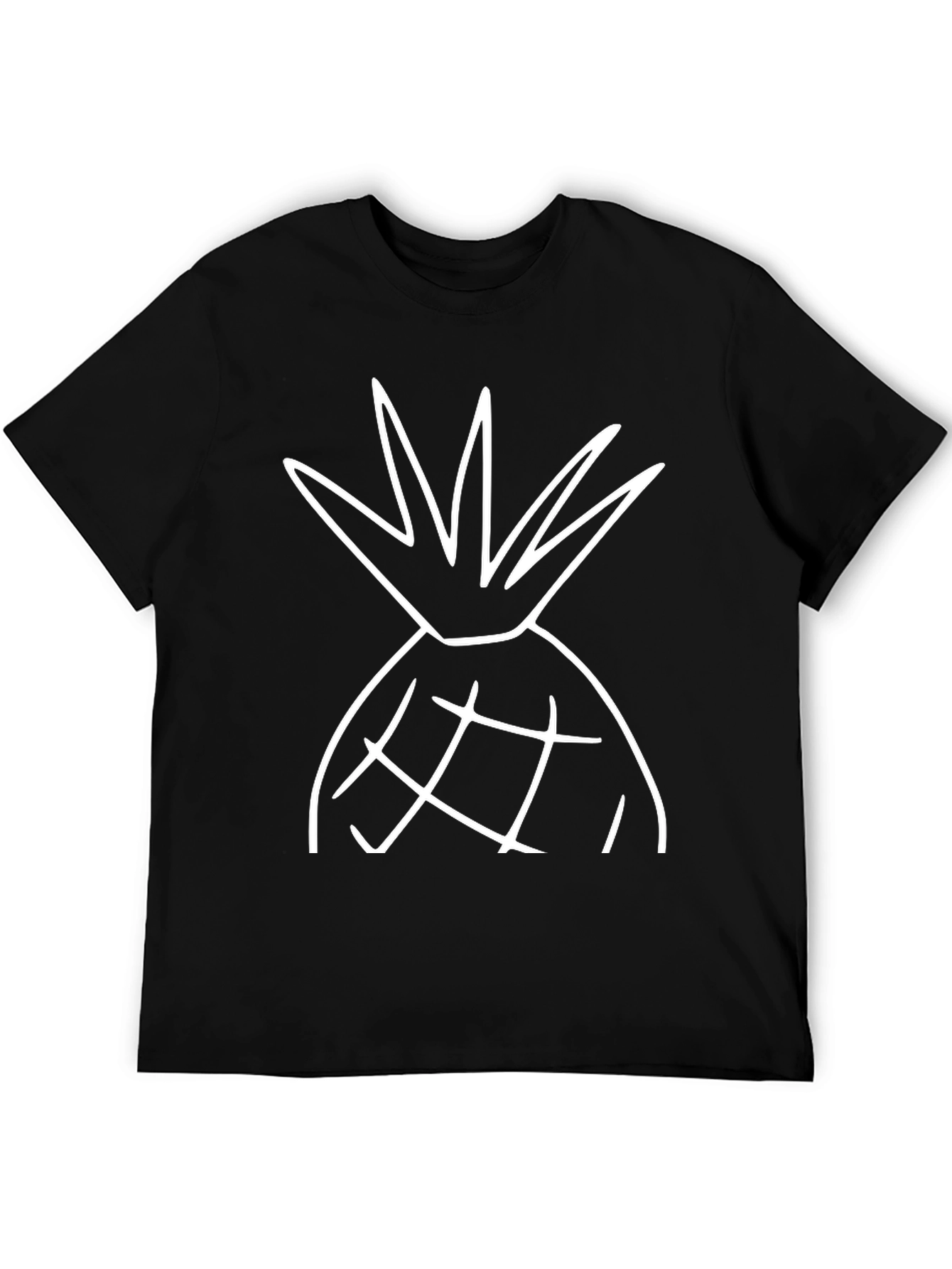 Pineapple Graphic Tee - Black Cotton T-Shirt