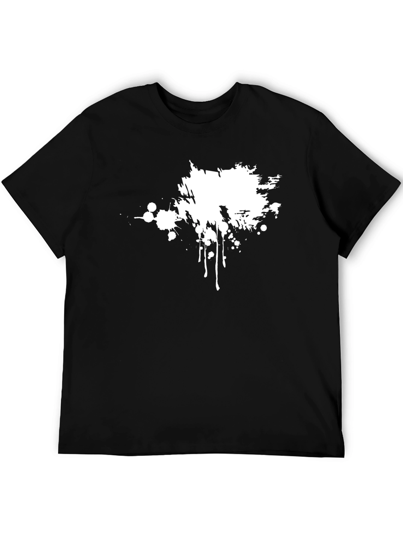 Black T-Shirt with White Splatter Graphic