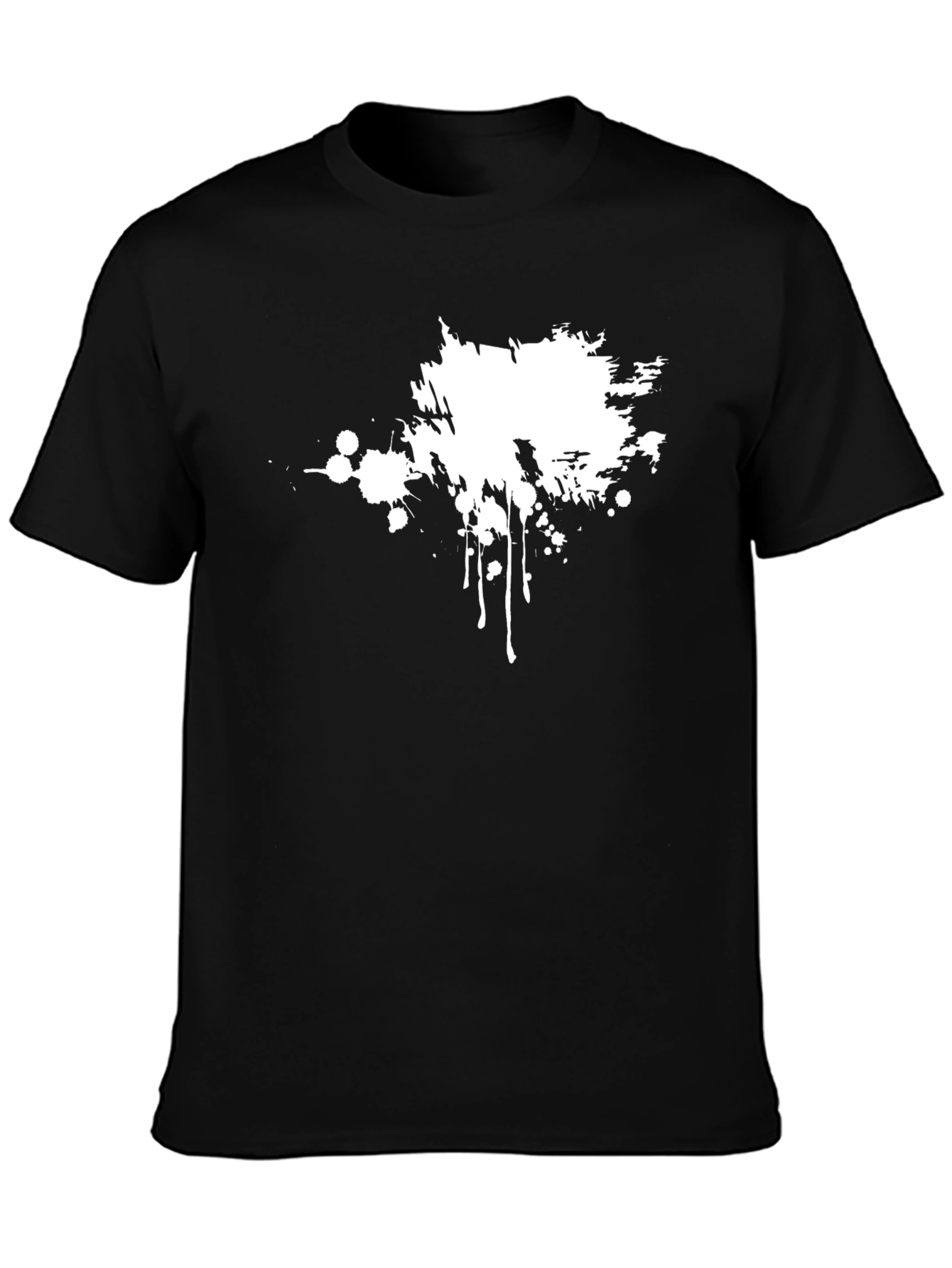Black T-Shirt with White Splatter Graphic