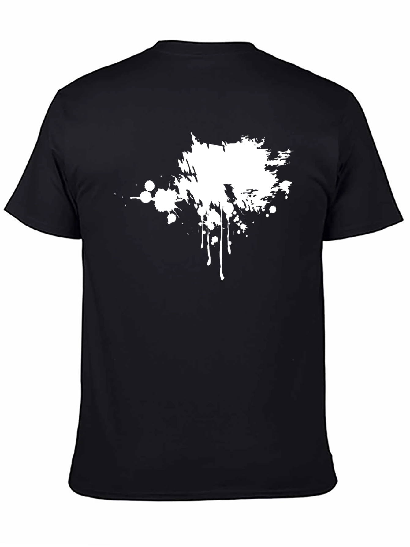 Black T-Shirt with White Splatter Graphic