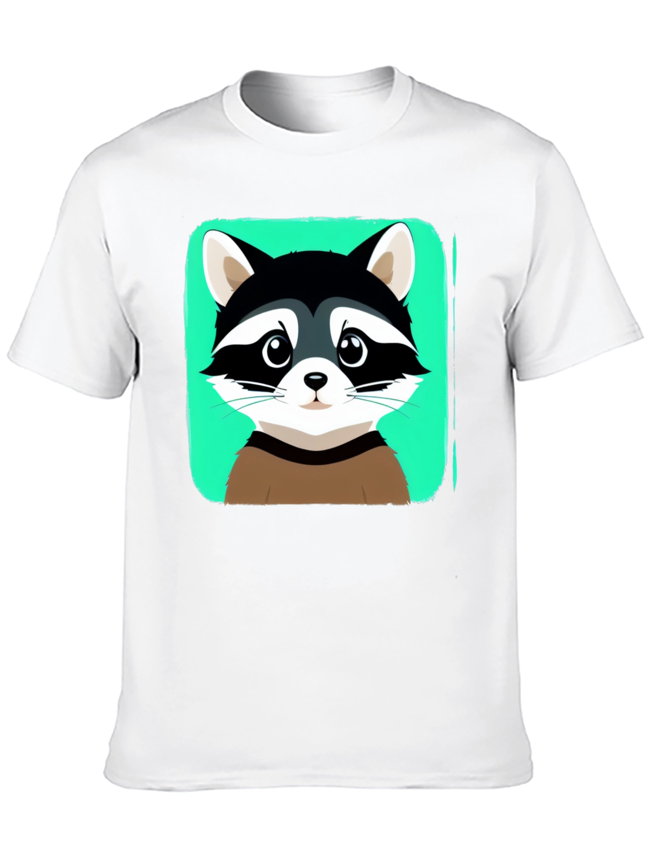 Cute Raccoon Graphic Print Black T-Shirt