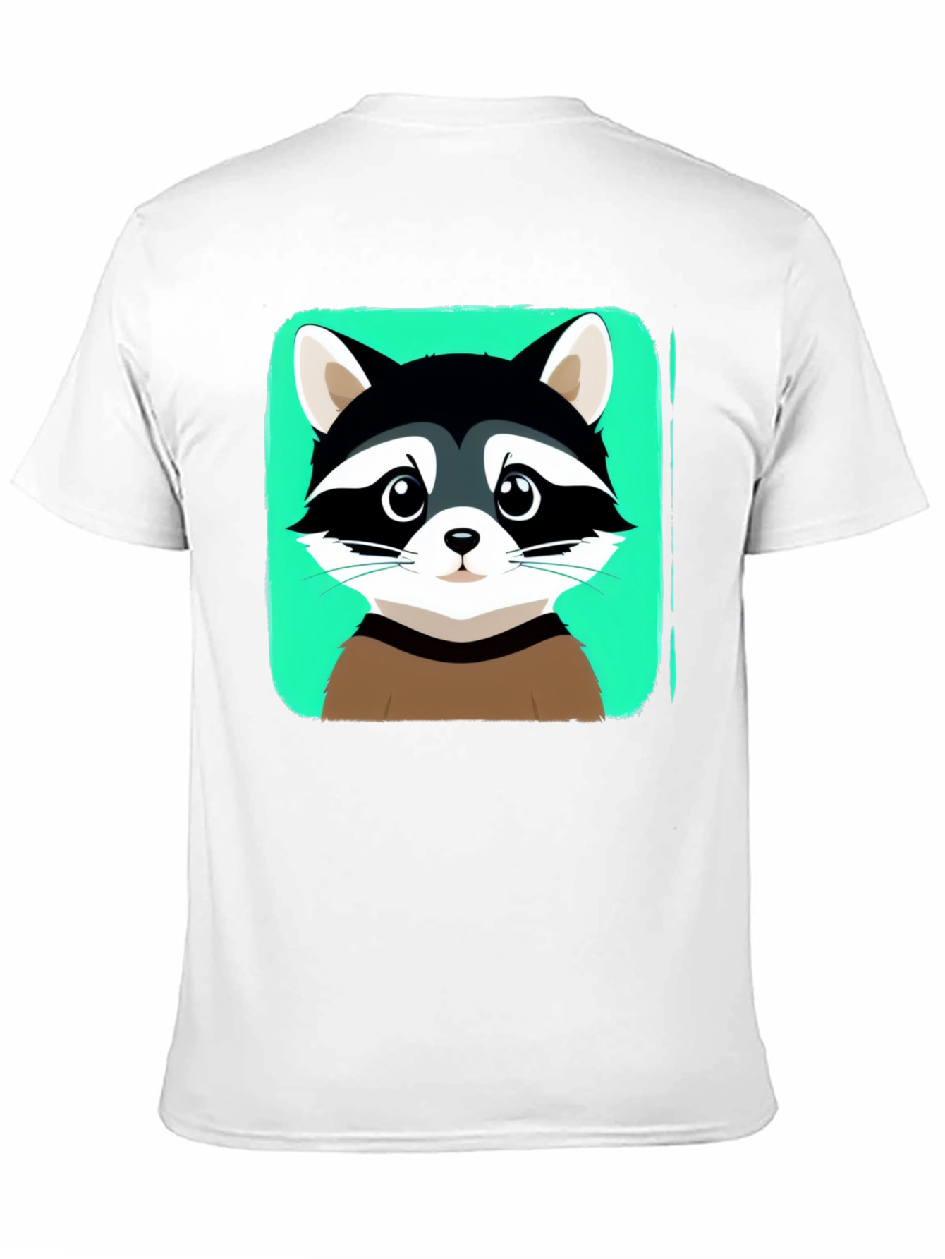 Cute Raccoon Graphic Print Black T-Shirt