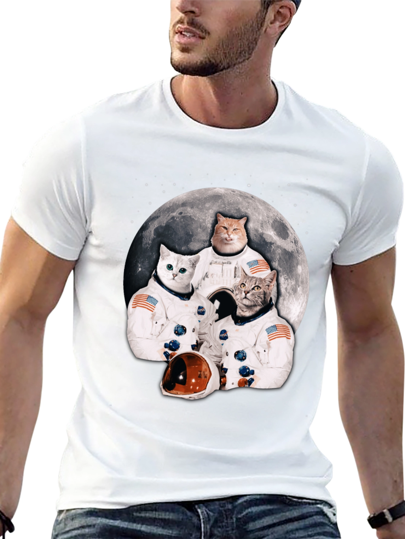Cat Astronauts Moon T-Shirt