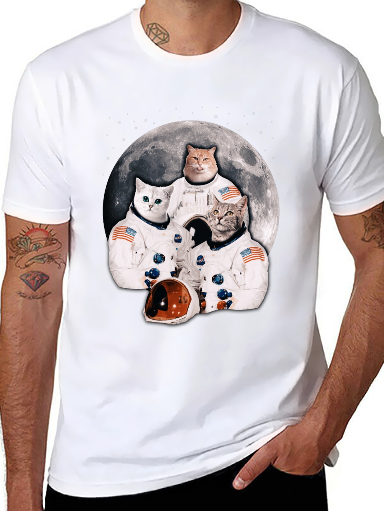 Cat Astronauts Moon T-Shirt