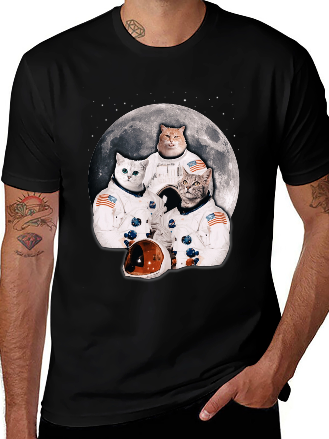 Cat Astronauts Moon T-Shirt