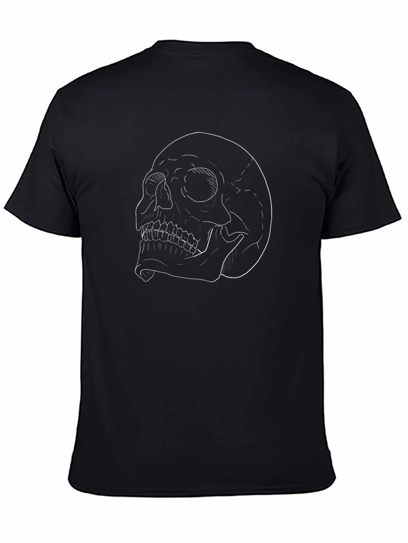 Skull Outline Graphic Print Black T-Shirt