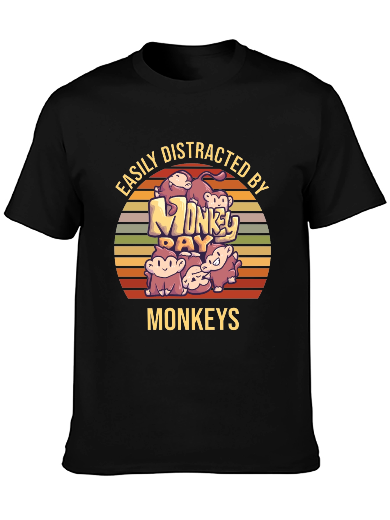 Easily Distracted By Monkeys Black T-Shirt