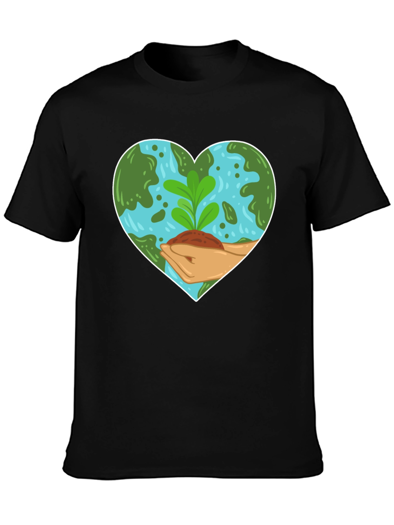 Eco Heart T-Shirt: Black Earth-Loving Design