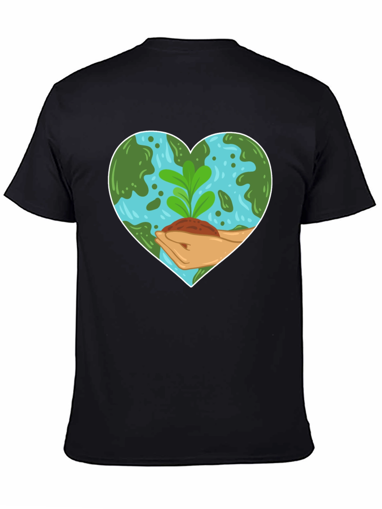Eco Heart T-Shirt: Black Earth-Loving Design