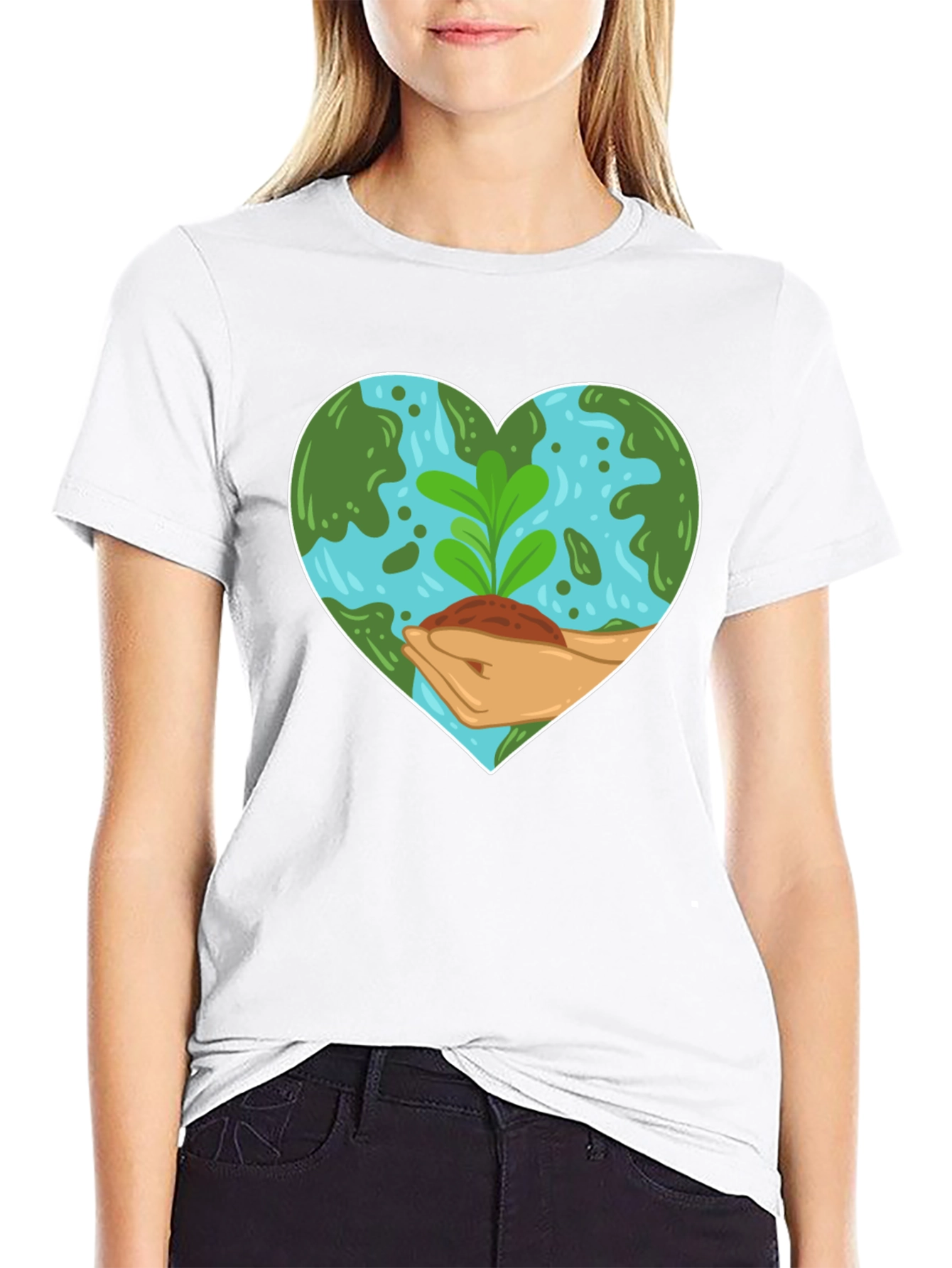 Eco Heart T-Shirt: Black Earth-Loving Design