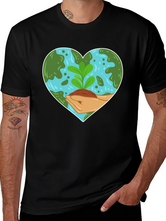 Eco Heart T-Shirt: Black Earth-Loving Design