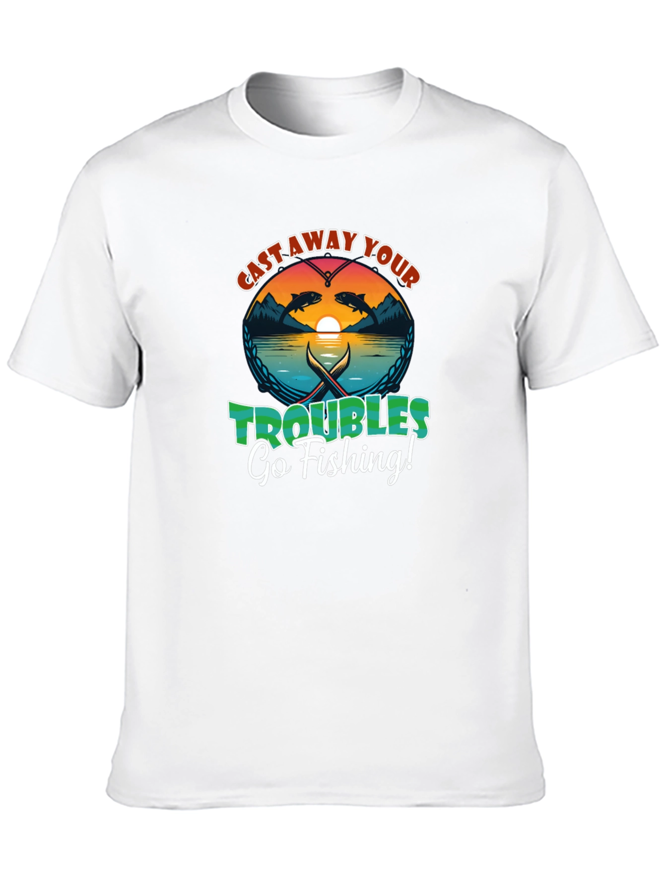 Cast Away Your Troubles Fishing Graphic T-Shirt