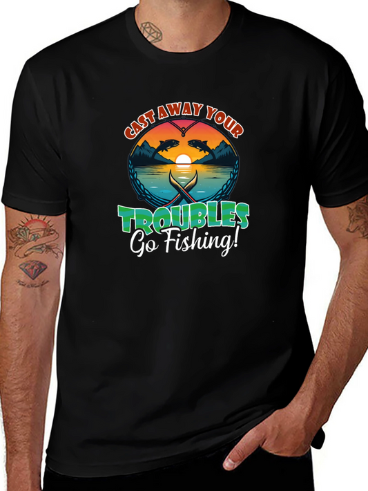 Cast Away Your Troubles Fishing Graphic T-Shirt