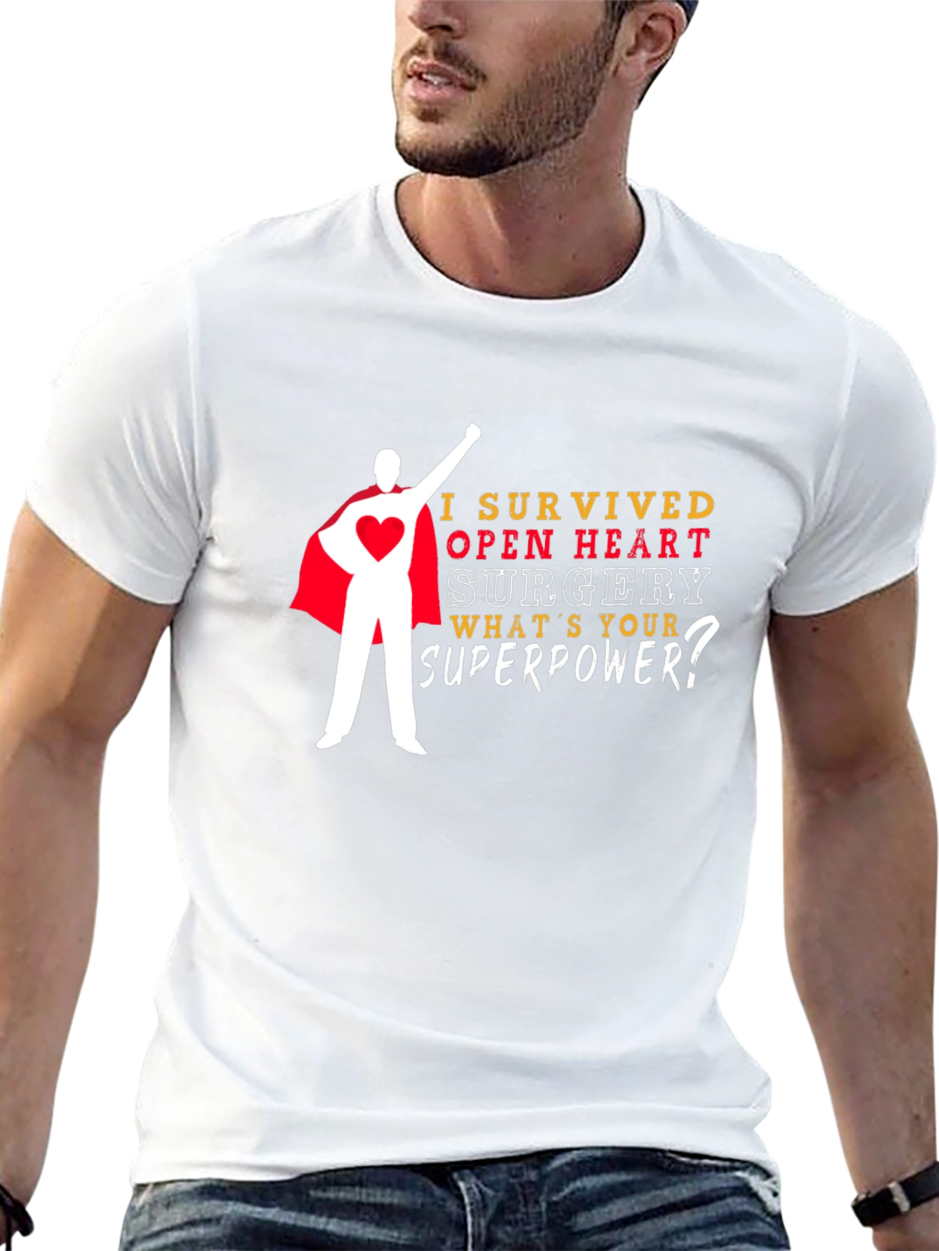 Open Heart Surgery Survivor Superhero T-Shirt