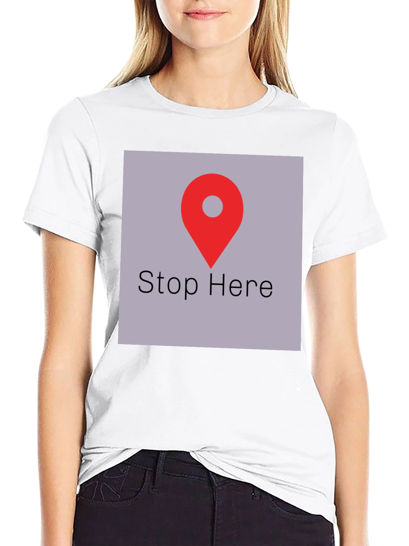 Stop Here Graphic Tee - Black Cotton T-Shirt