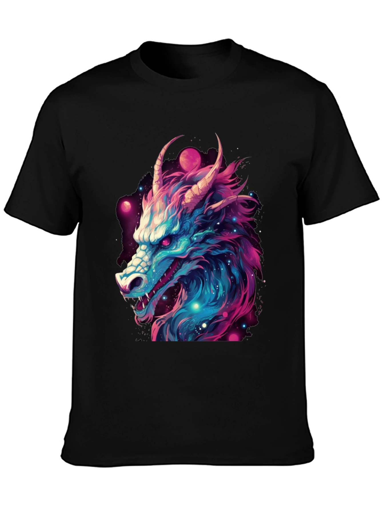 Cosmic Dragon Graphic Tee - Black T-Shirt