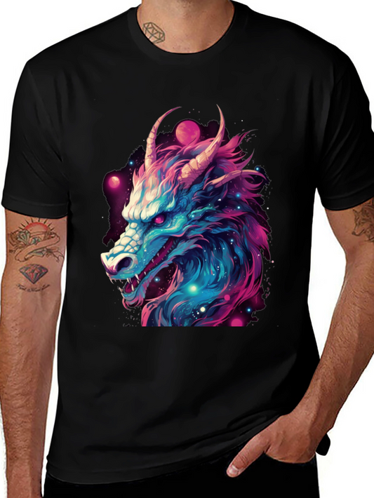 Cosmic Dragon Graphic Tee - Black T-Shirt