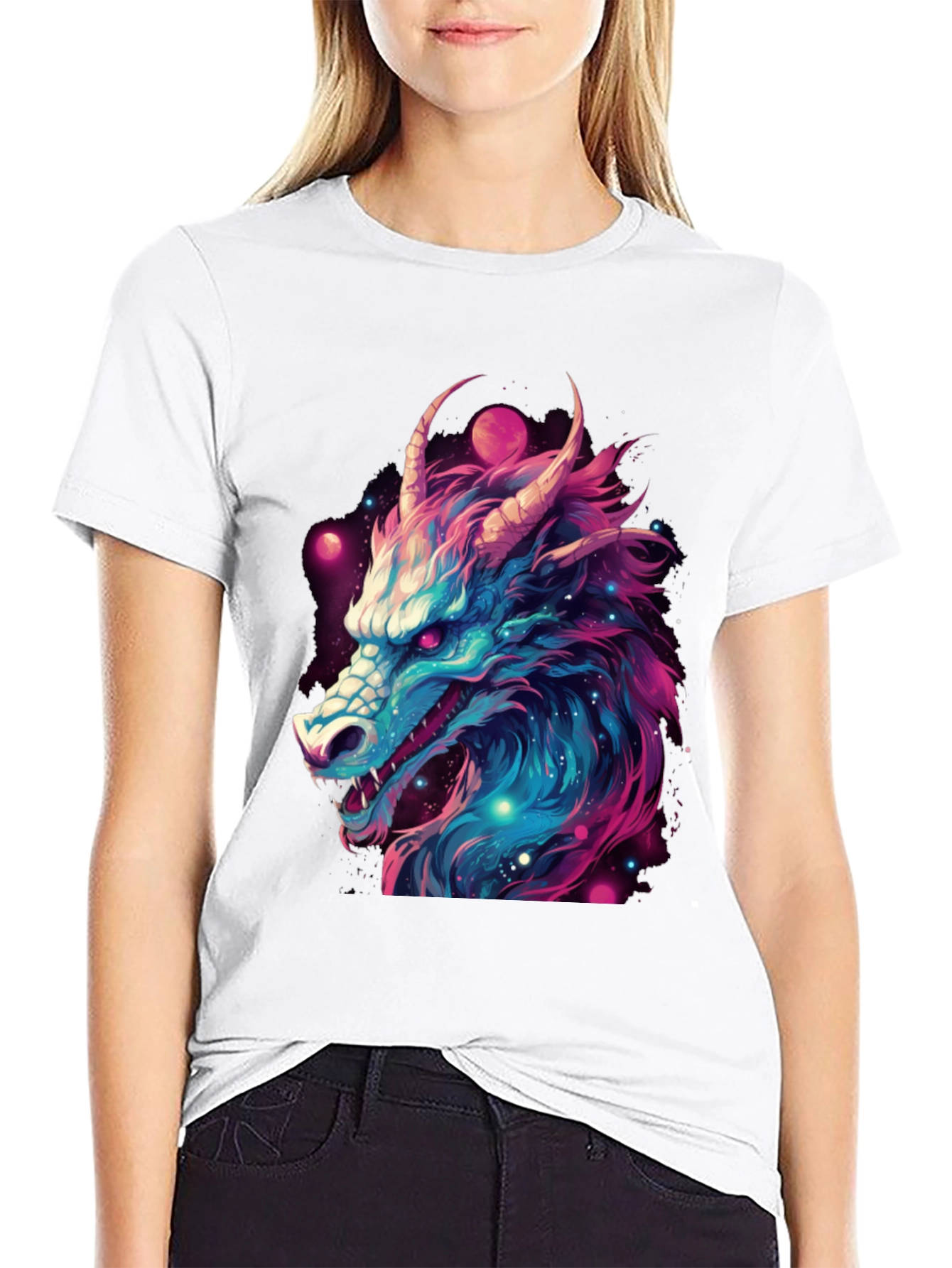Cosmic Dragon Graphic Tee - Black T-Shirt
