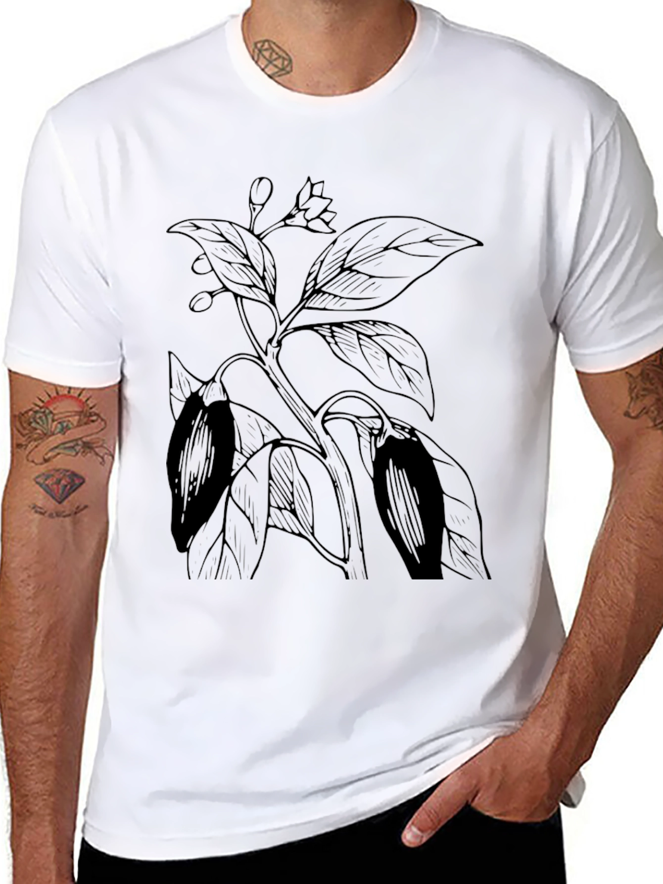 Botanical Sketch Tee - Minimalist Plant Design