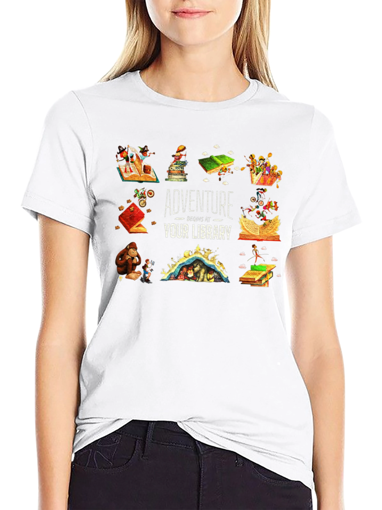 Adventure Begins at Your Library Black T-Shirt