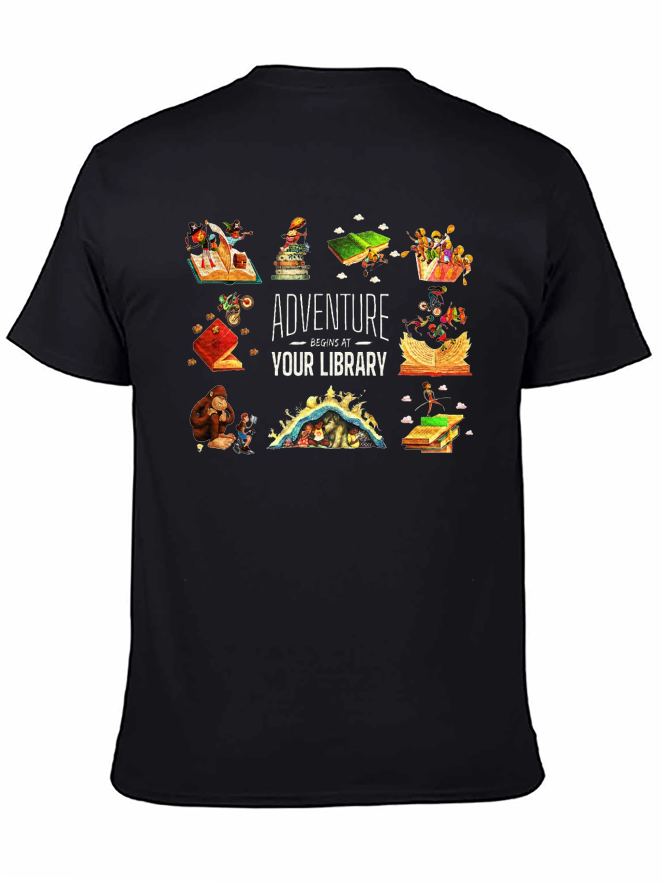 Adventure Begins at Your Library Black T-Shirt