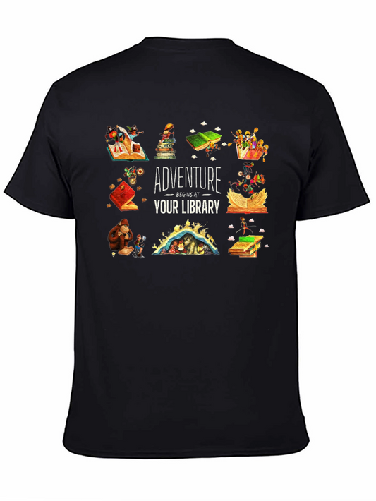 Adventure Begins at Your Library Black T-Shirt