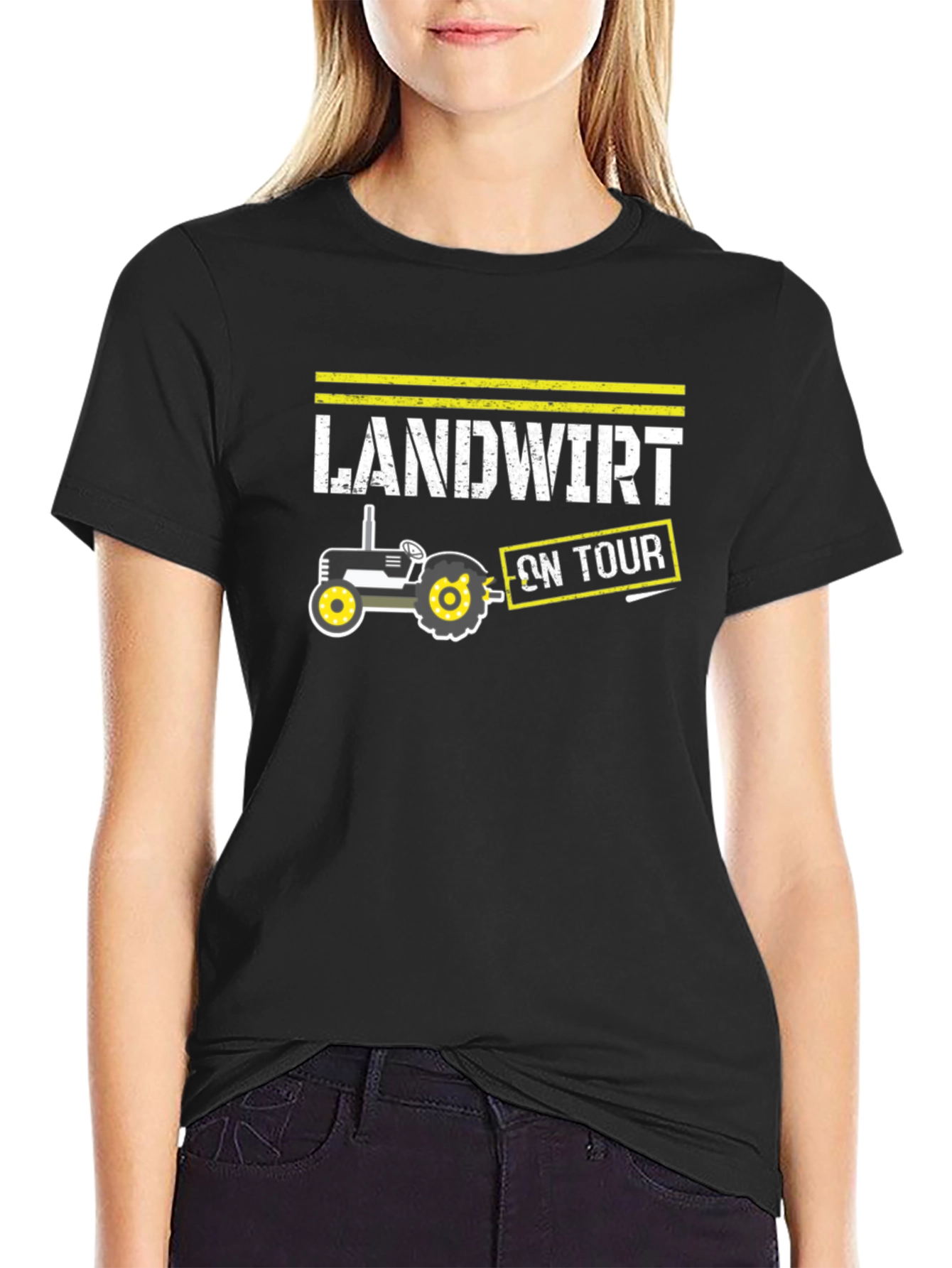 Landwirt On Tour Black T-Shirt - Tractor Design