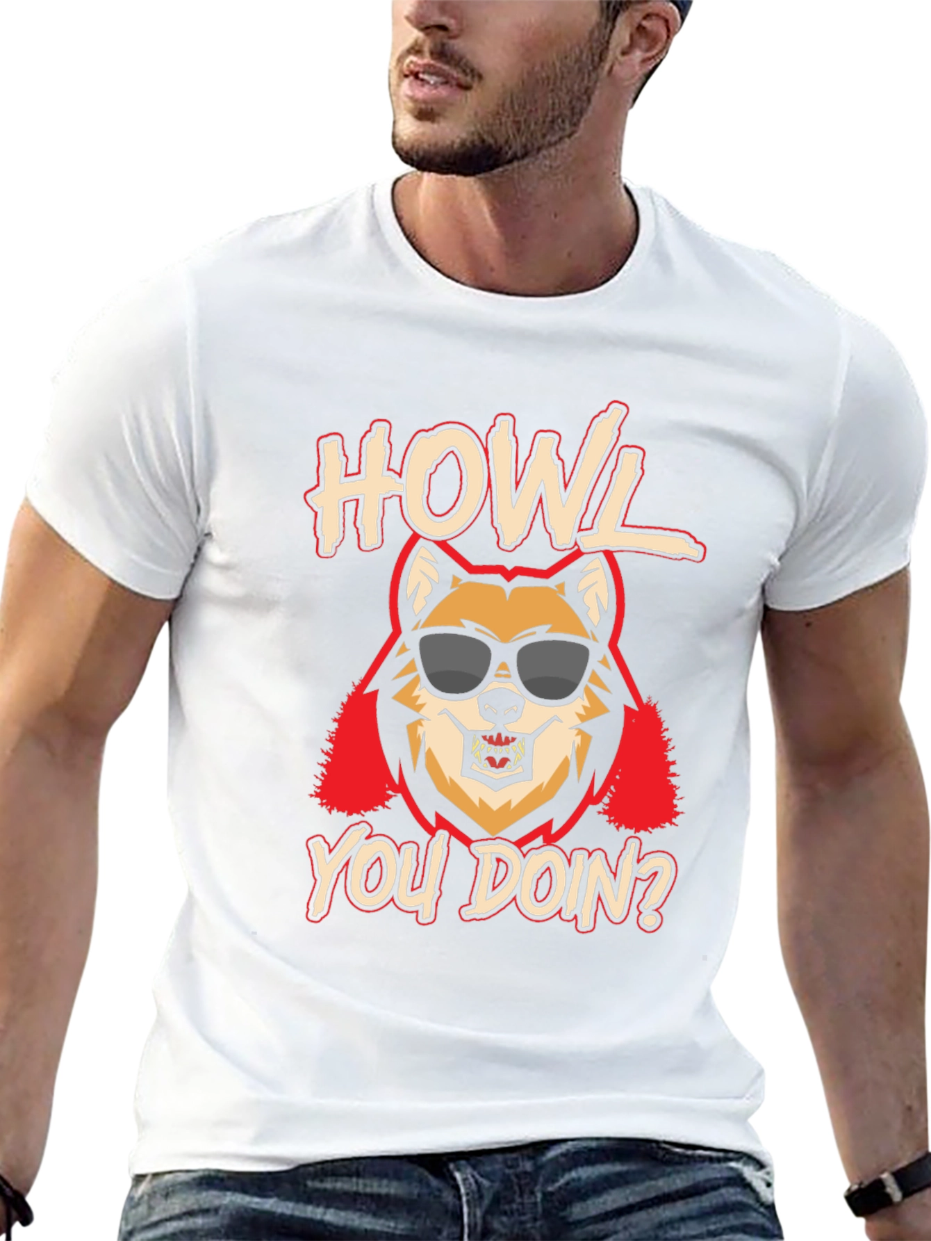 Howl You Doin? Graphic Print Mens T-Shirt