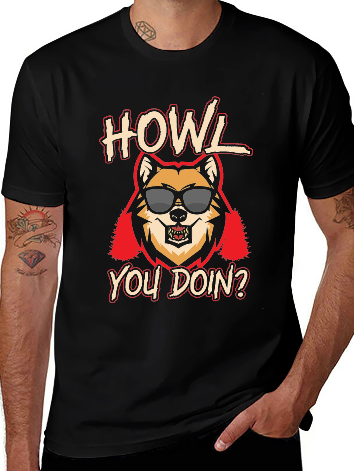 Howl You Doin? Graphic Print Mens T-Shirt