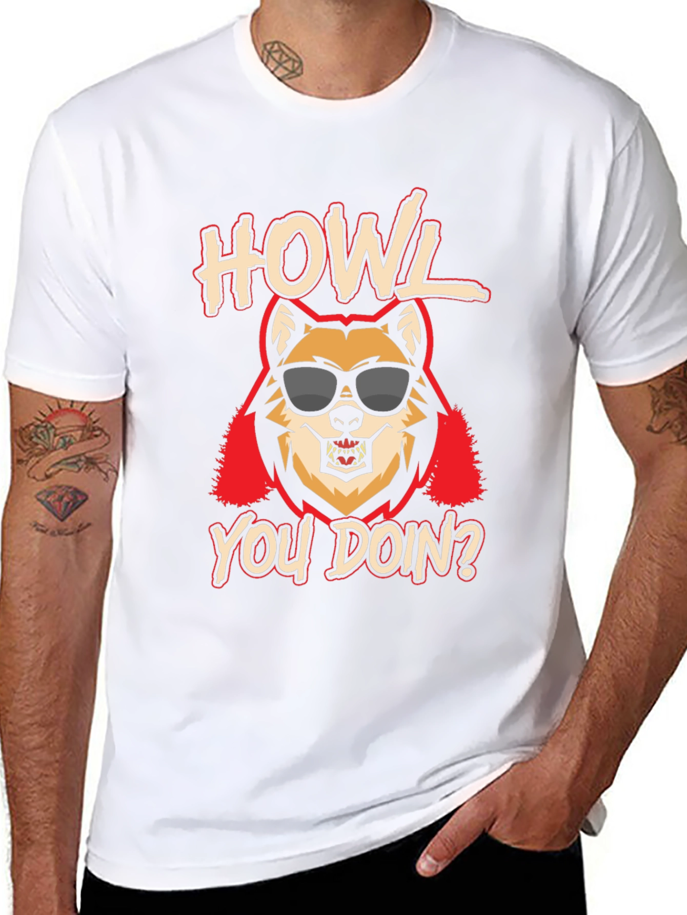 Howl You Doin? Graphic Print Mens T-Shirt