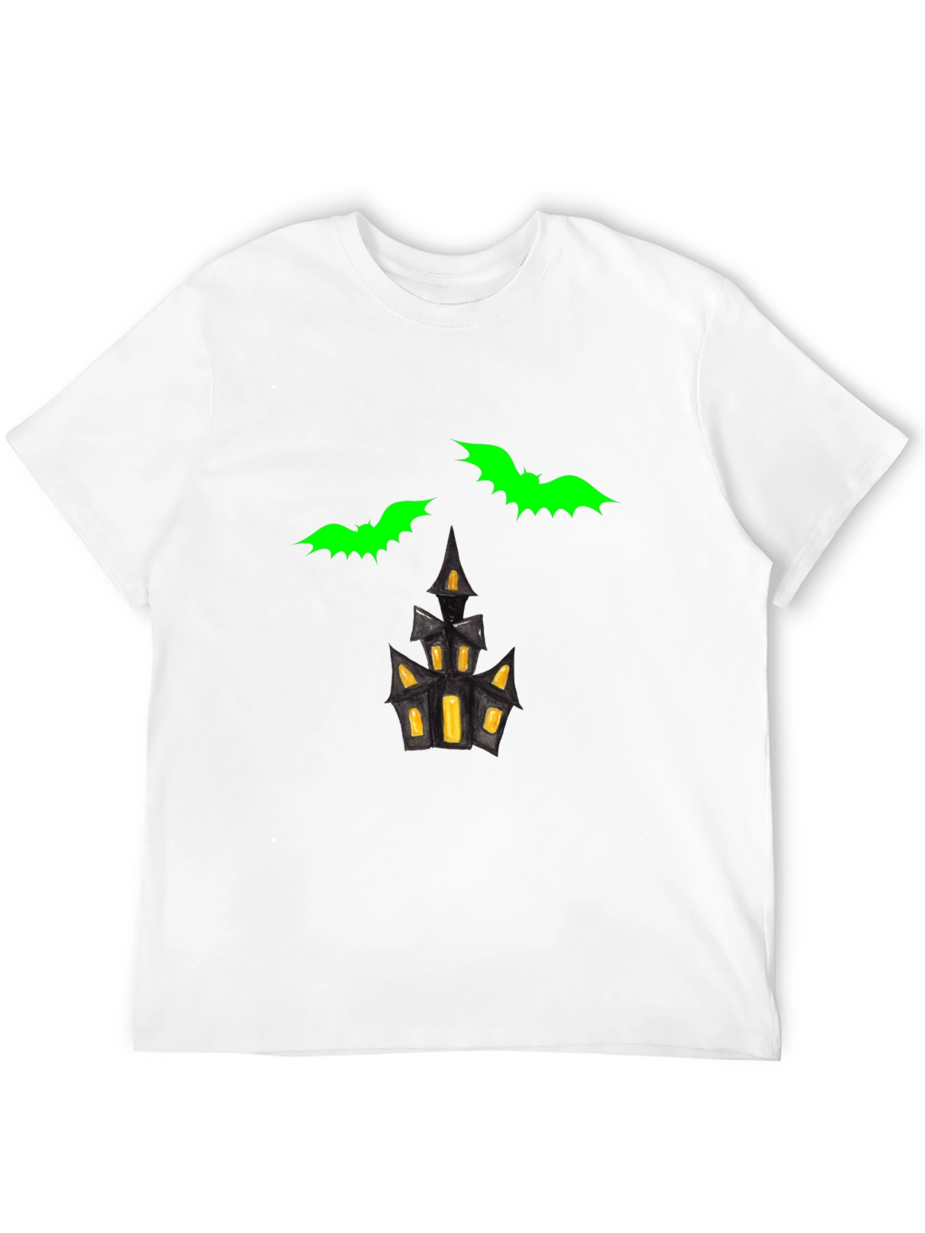 Spooky Bats & Haunted House Graphic Tee