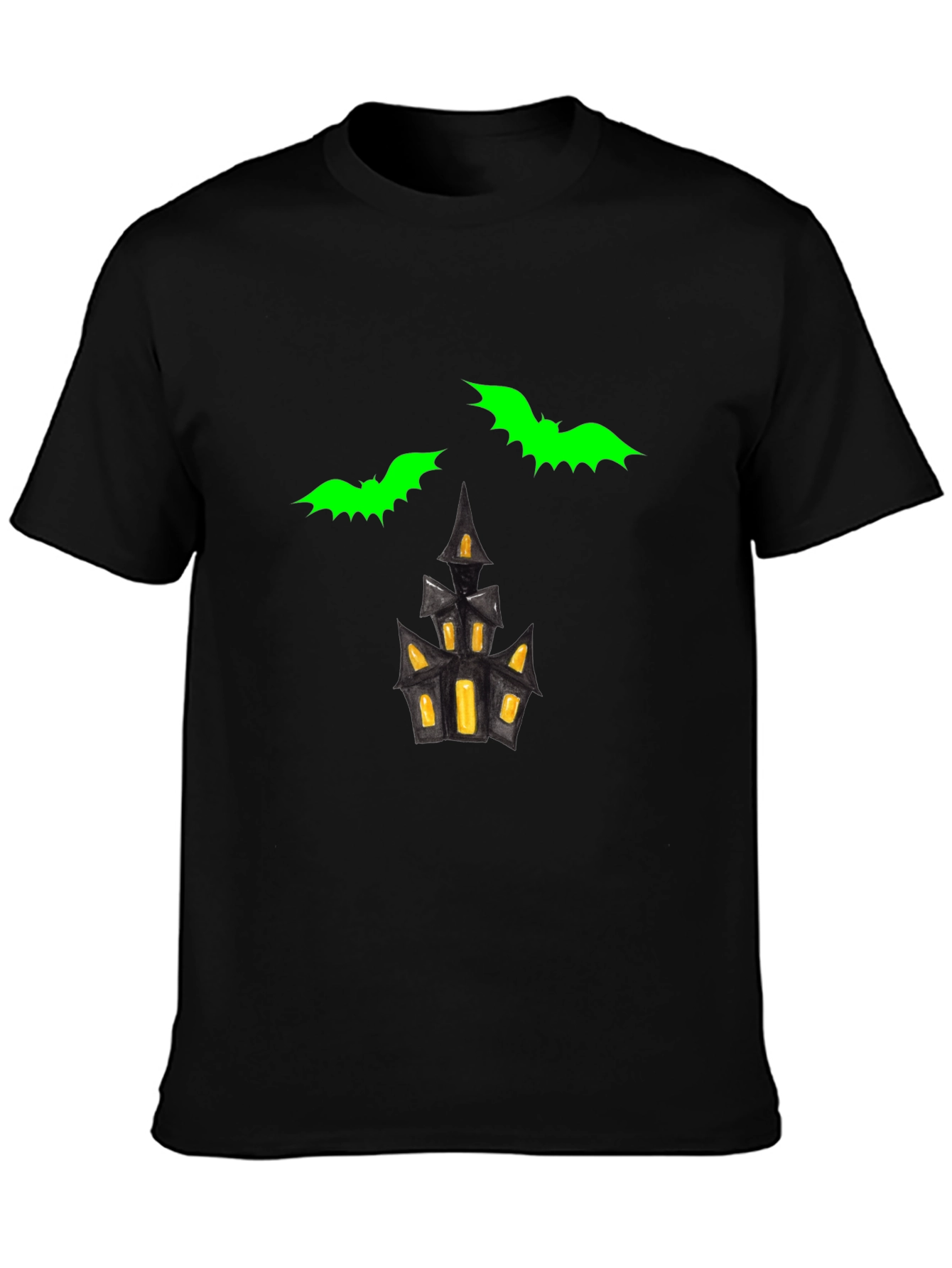 Spooky Bats & Haunted House Graphic Tee
