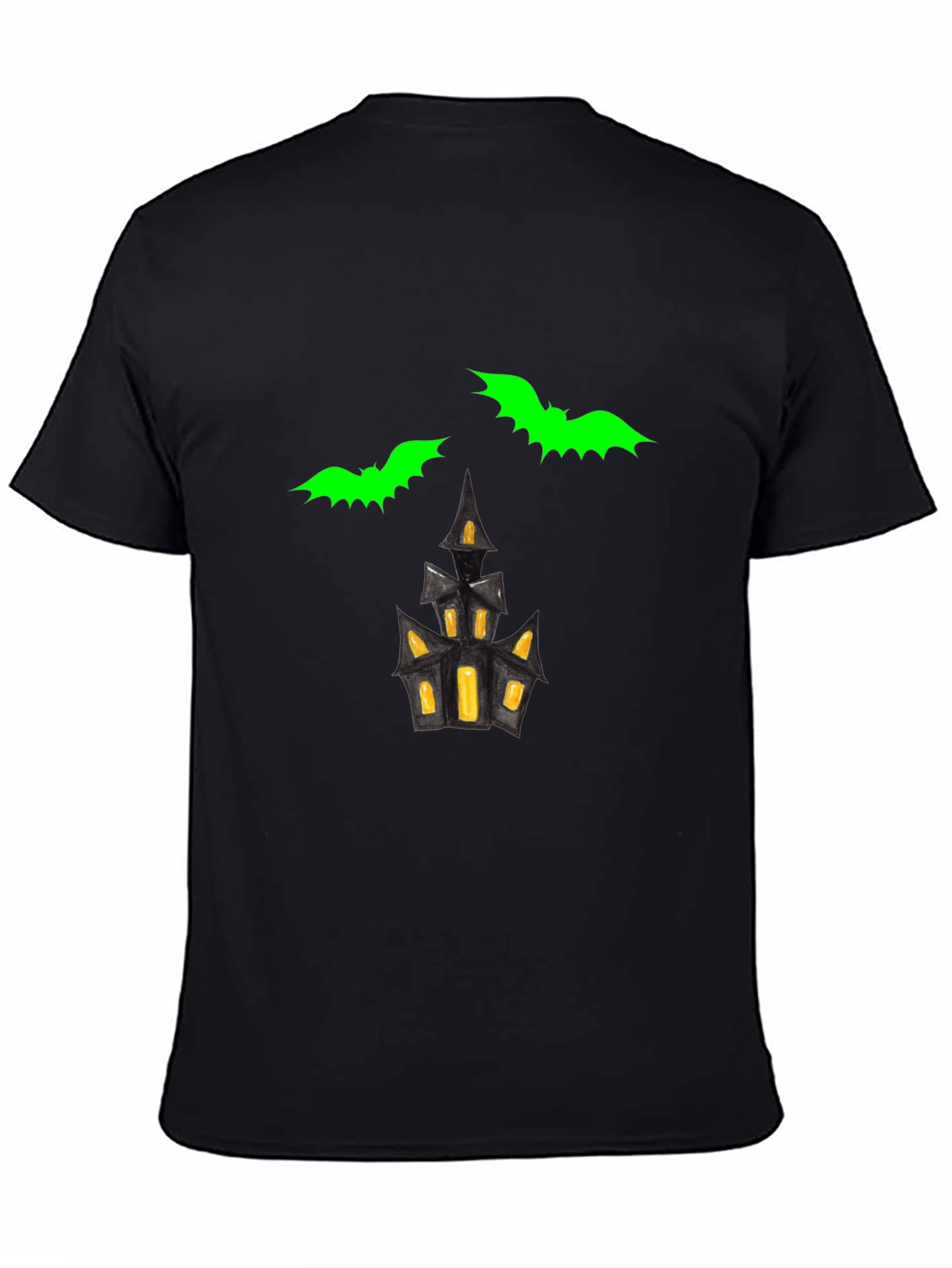 Spooky Bats & Haunted House Graphic Tee