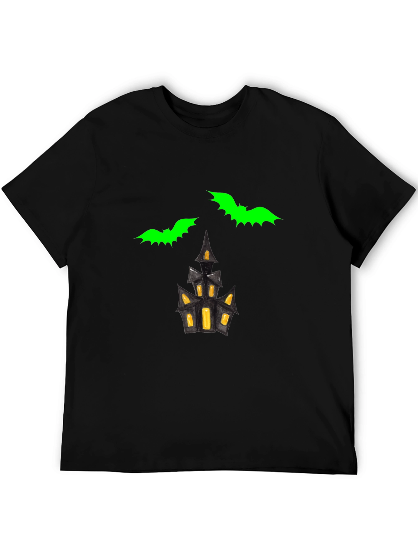 Spooky Bats & Haunted House Graphic Tee
