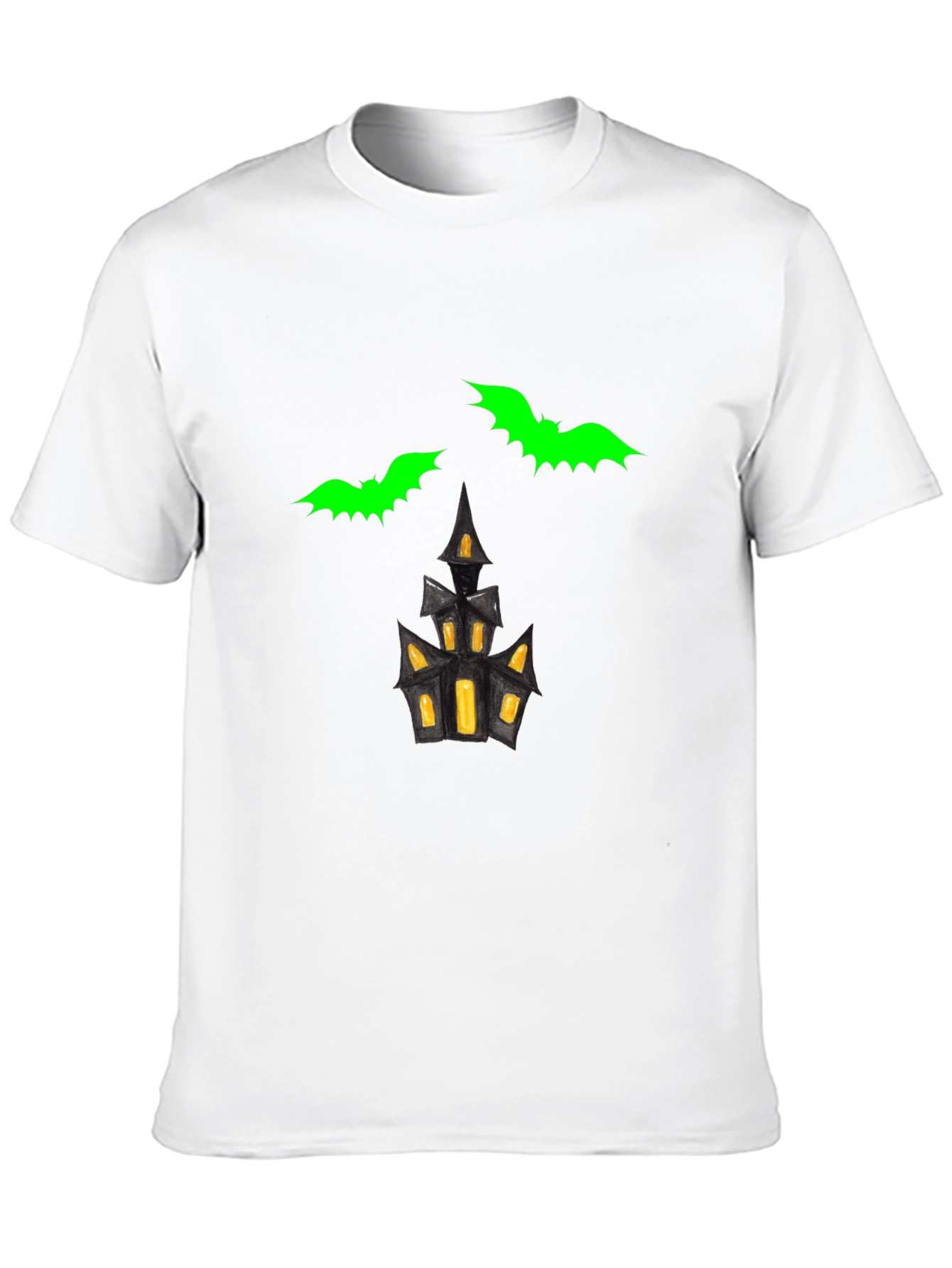 Spooky Bats & Haunted House Graphic Tee