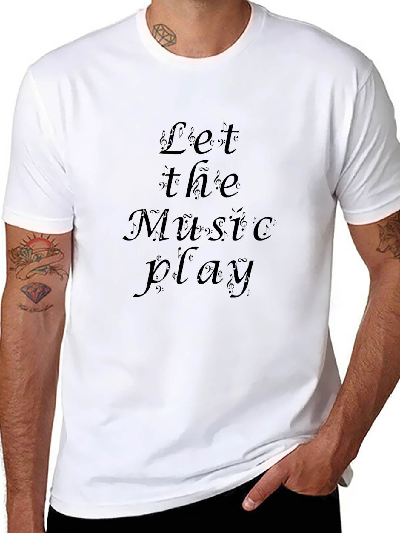 Let The Music Play Black Graphic Tee Shirt