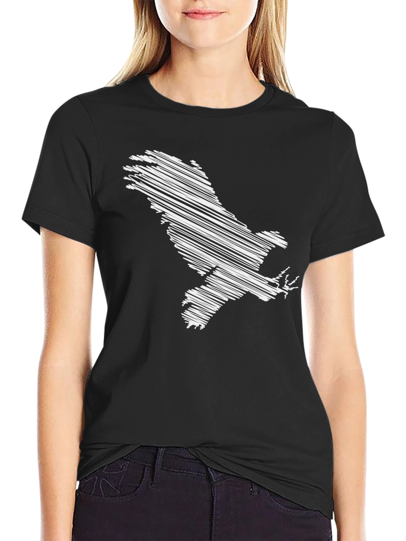 Scribble Eagle Graphic Tee - Mens Black T-Shirt