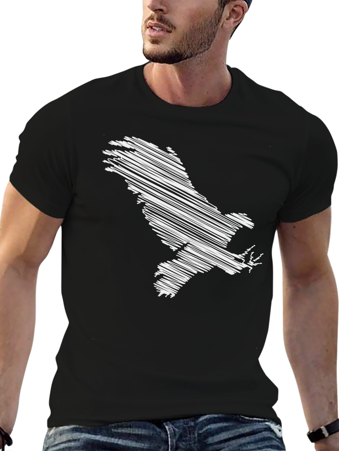 Scribble Eagle Graphic Tee - Mens Black T-Shirt