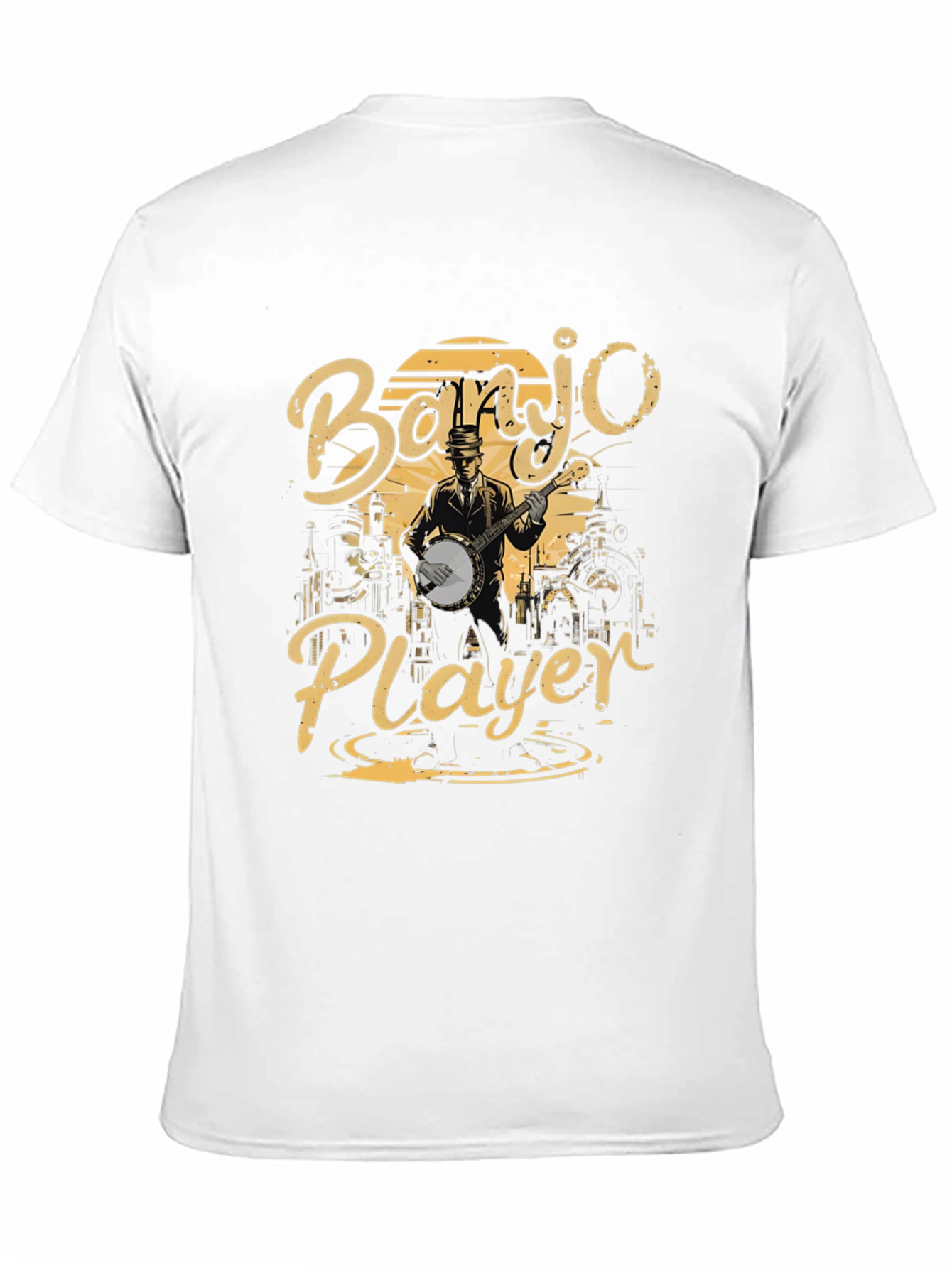 Banjo Player Graphic T-Shirt - Black