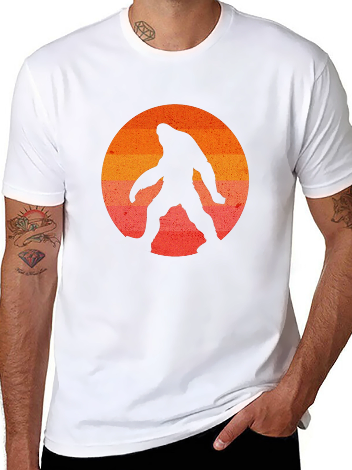 Bigfoot Sunset Graphic T-Shirt - Black Cotton Tee