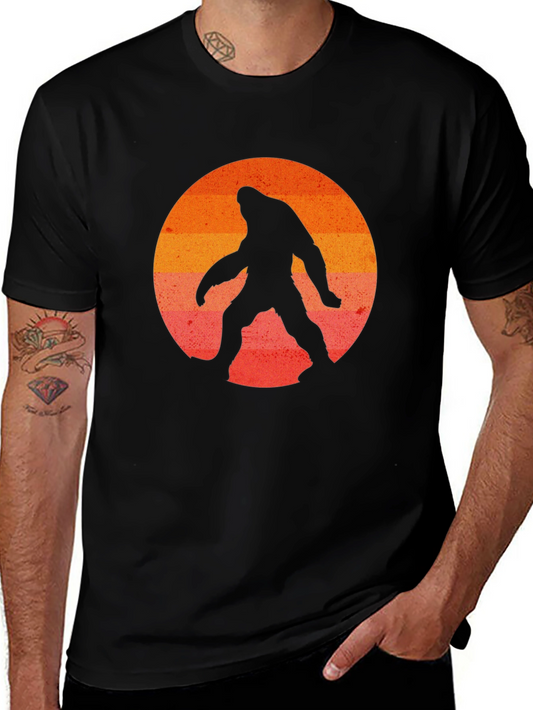 Bigfoot Sunset Graphic T-Shirt - Black Cotton Tee