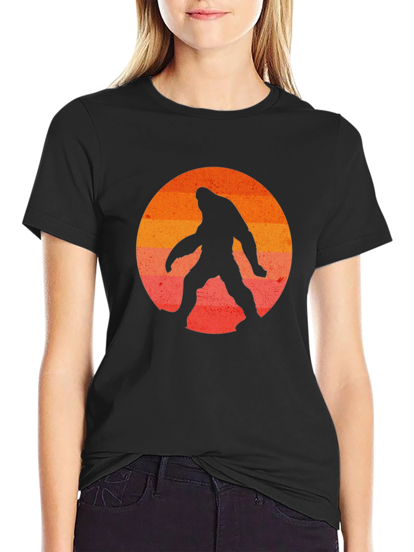Bigfoot Sunset Graphic T-Shirt - Black Cotton Tee